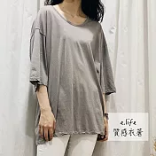 【e.life 質感衣著】她的調色盤｜寬鬆素色上衣 六色 110026119F灰