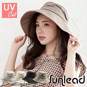 Sunlead 天然素材。防風吹落防曬寬緣可折邊遮陽帽(可可棕)