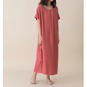 【e.life 質感衣著】仲夏之禮｜棉麻後綁帶長洋裝 120010119F紅