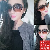seoul show首爾秀 范冰冰同款鑽石紋太陽眼鏡UV400墨鏡 5045茶色