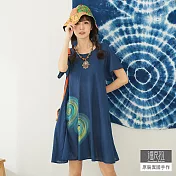 【潘克拉】花瓣層次刷色連身裙 TM520 FREE藍色