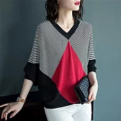 【初色】撞色拼接針織衫-黑色-93981(F可選)F黑色