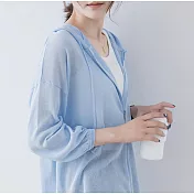 【那木】連帽純色針織寬鬆薄款外套(3色)   FREE天藍