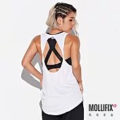 Mollifix X 歐陽靖聯名 Survivor Girls 強大意志挖背扭結運動背心S-M(白)S-M白