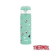 【THERMOS 膳魔師】Hello Kitty 和「麗莎與卡斯柏」不鏽鋼真空保溫瓶0.5L(JNL-500KTGL-LB)LB(淺藍綠色)
