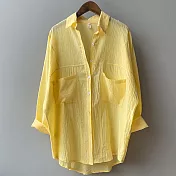 【初色】純色棉麻襯衫-共3色-93995(M/L可選)M黃色