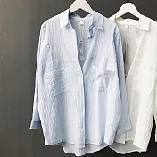 【初色】純色棉麻襯衫-共3色-93995(M/L可選)M淺藍色