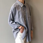 【初色】寬鬆男友風襯衫-共3色-93998(M/L可選)M灰藍色