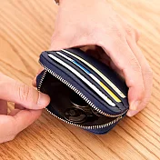 CHENSON 真皮 簡約3卡零錢包/票卡夾深藍(W00820-9)