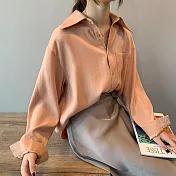 【初色】純色緞面光感襯衫-共4色-93999(M/L可選)M蜜桃粉