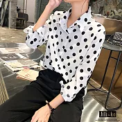 【Jilli~ko】波卡圓點襯衫 L XL 9907 L白色