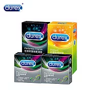 【Durex 杜蕾斯】雙悅愛潮裝保險套12入+飆風碼3入*2盒+螺紋裝12入