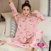 【天使霓裳】居家睡衣 女孩裝飾 二件式長袖哺乳孕婦月子套裝F粉