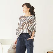 【慢。生活】袖口抽繩幾何圖上衣 7303 FREE咖啡