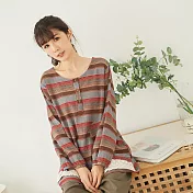 【慢。生活】蕾絲拼接條紋配色上衣 11997 FREE深紅