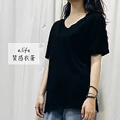 【e.life 質感衣著】街裡的布坊｜胸前小口袋素面上衣 11003119F黑