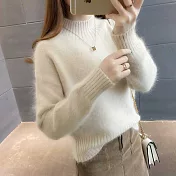 【初色】高領套頭百搭純色毛衣-共3色-92800(F可選)F白色