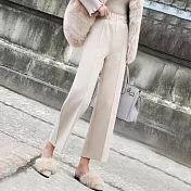 【初色】純色高腰括腿寬褲-米白色-92724(L可選)L米白