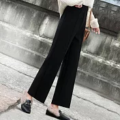 【初色】純色高腰括腿寬褲-黑色-92724(M可選)M黑色