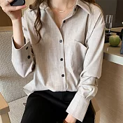 【初色】慵懶風純色襯衫-共2色-94011(M-2XL可選)M杏色