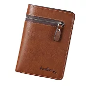 AmaZing 簡約素色零錢拉鍊紳士中夾(2色任選)淺褐