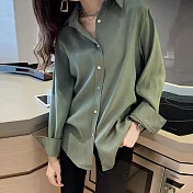 【初色】韓版純色雪紡襯衫-共3色-94012(M-2XL可選)M綠色
