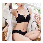 猫耳朵無鋼圈内衣褲-黑34C+L黑