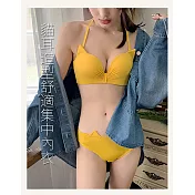 猫耳朵無鋼圈内衣褲-黃36B+L黃