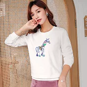 【初色】圓領休閒刺繡袖上衣-白色-93933(M-2XL可選)M白色