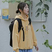 【良池】字母印花休閒連帽長袖式上衣 (2色)        FREE黃色