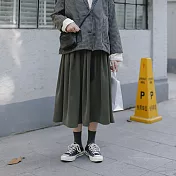 【良池】日系厚雪紡打摺半身裙(2色) FREE軍綠
