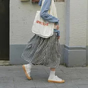 【良池】格料小方格百搭長裙 FREE黑白格