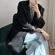 【那木】落肩織條紋四釦西裝外套(2色)    M黑色