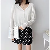 【那木】小方釦收擺長袖針織外套(5色)    FREE白色