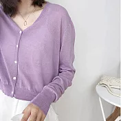 【那木】小方釦收擺長袖針織外套(5色)    FREE紫色