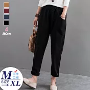 【A.Cheter】丹麥哈布斯斜口袋高端棉麻隨興俐落長褲#105105M黑