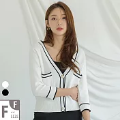 【MsMore】艾菲爾鐵塔賞楓香頌針織七分袖短外套#105032F白