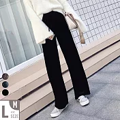 【MsMore】韓星首選垂墜質感金絲絨鬆緊高腰顯瘦修身直筒寬褲#105045M黑