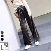 【MsMore】韓星首選垂墜質感金絲絨鬆緊高腰顯瘦修身直筒寬褲#105045M咖