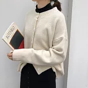 【那木】紮實柔軟大圓釦針織開衫(3色)    F杏奶色