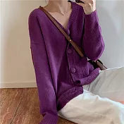 【那木】紮實柔軟大圓釦針織開衫(3色)    F甘藍紫