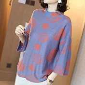 【初色】半高領七分袖針織衫-紫色-94019(M-XL可選)M紫色