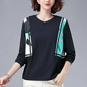 【初色】休閒寬鬆印花上衣-藏青色-94022(M-2XL可選)M藏青