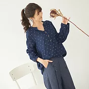 【慢。生活】迷你點點開扣衫 7223-35 FREE深藍