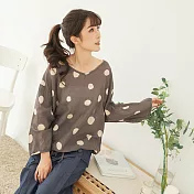 【慢。生活】衣襬抽繩圓點上衣 2520-87 FREE灰色