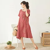 【慢。生活】拼貼蕾絲花棉柔洋裝 4043855 FREE桃色