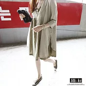 【Jilli~ko】棉麻長版襯衫外套 J7105 FREE深卡其