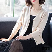 【Jilli~ko】鉤花螺紋針織罩衫 806 FREE杏色