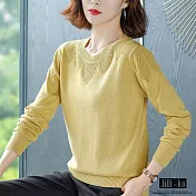 【Jilli~ko】花紋混織針織衫 765 FREE黃色