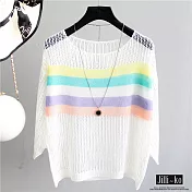 【Jilli~ko】簍空鉤織跳色針織衫 J7087 FREE白